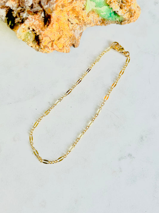 Gold Filled Long & Short Dapped Chain Bracelet