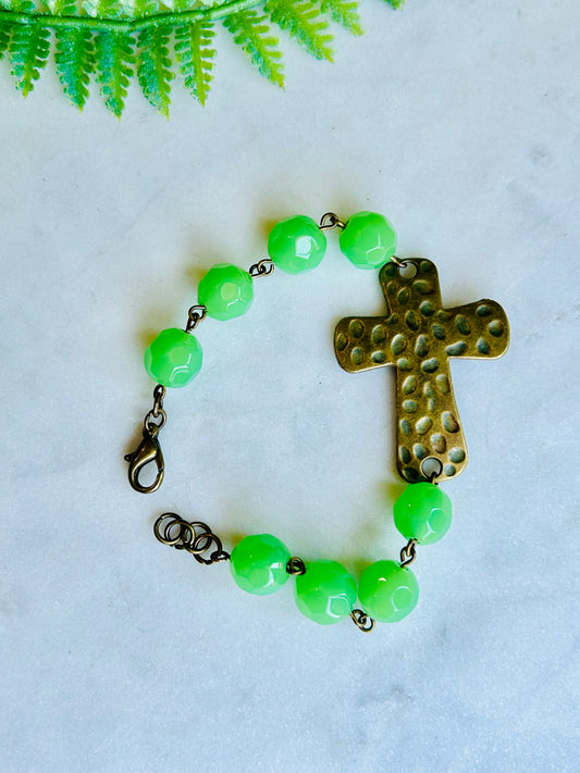 Cross Bracelet-Bright Green