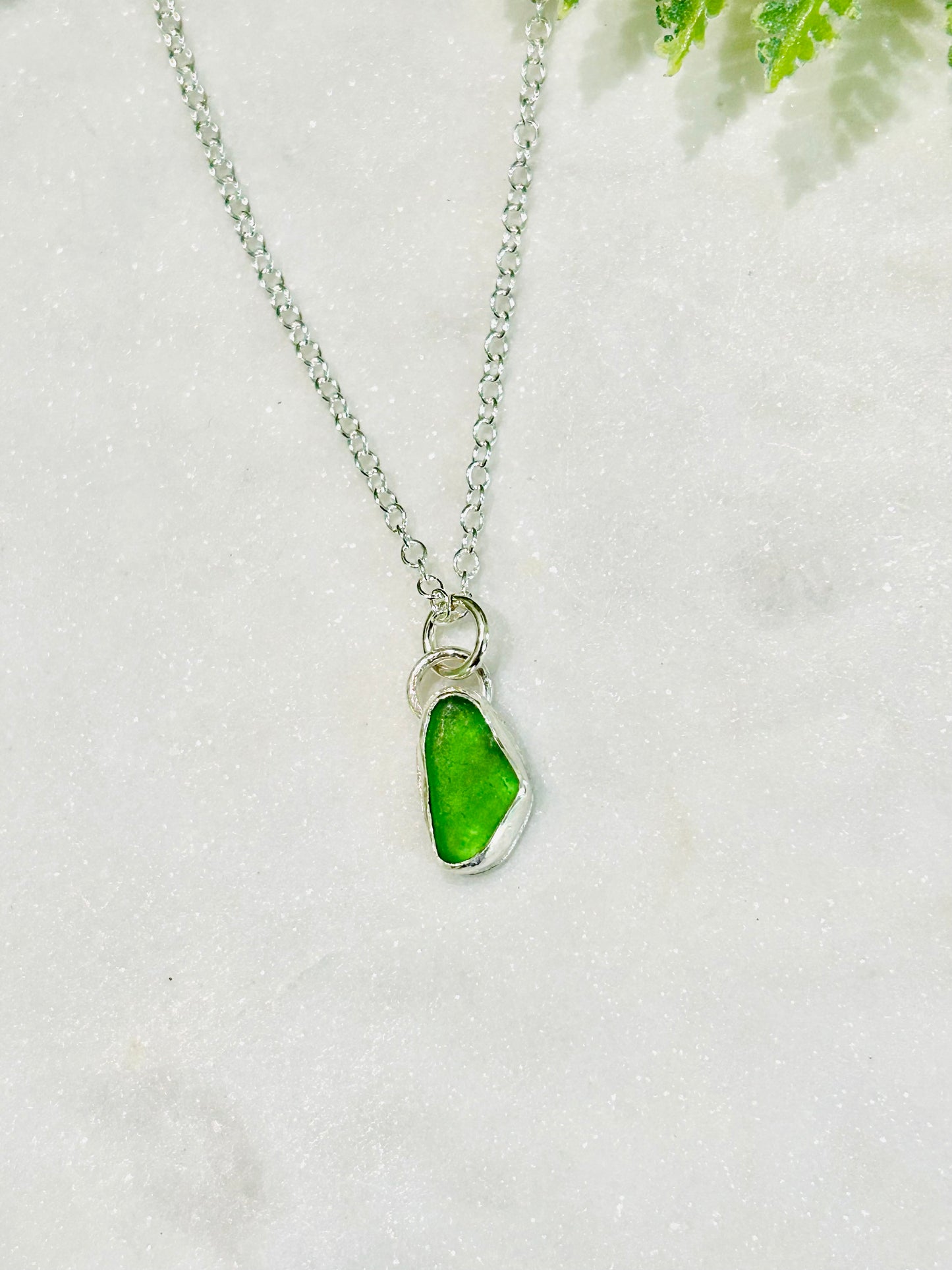 Green Sea Glass Necklace -2