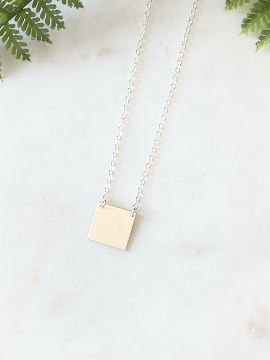 Square Silver Necklace